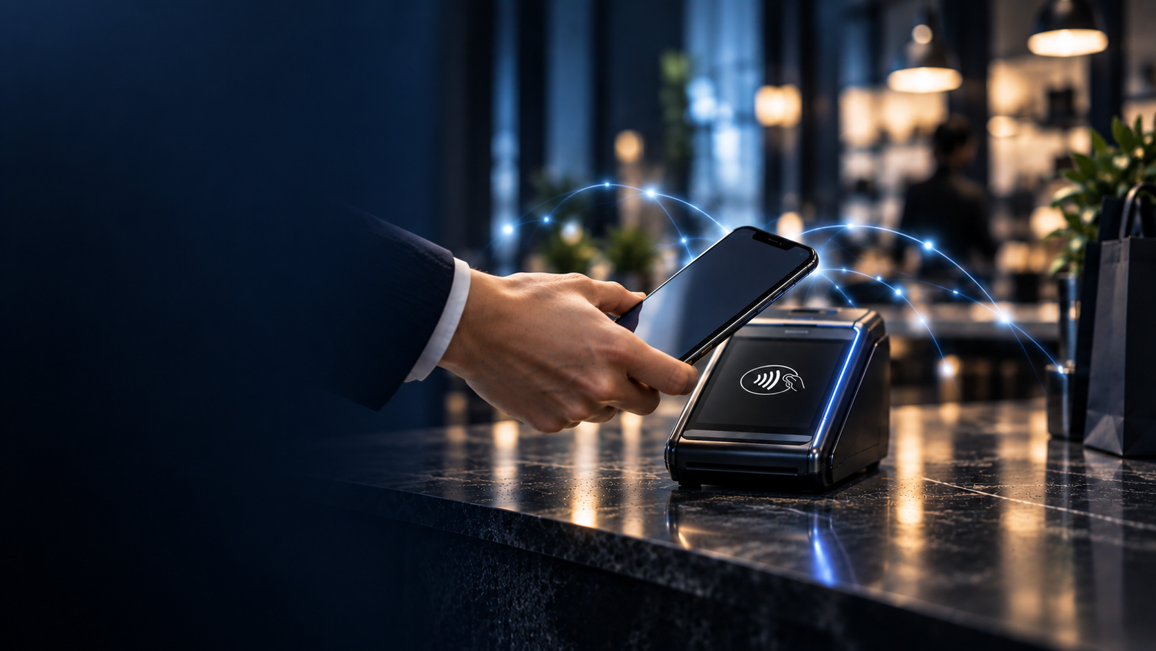 Paiement sans contact entre un smartphone et un terminal de paiement connecté