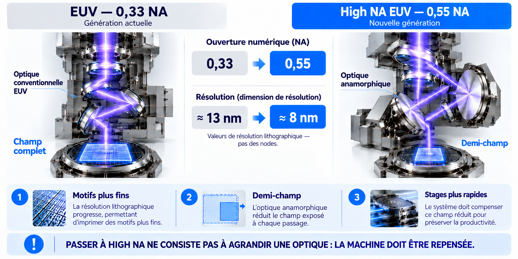 Comparaison entre EUV 0,33 NA et High NA EUV 0,55 NA