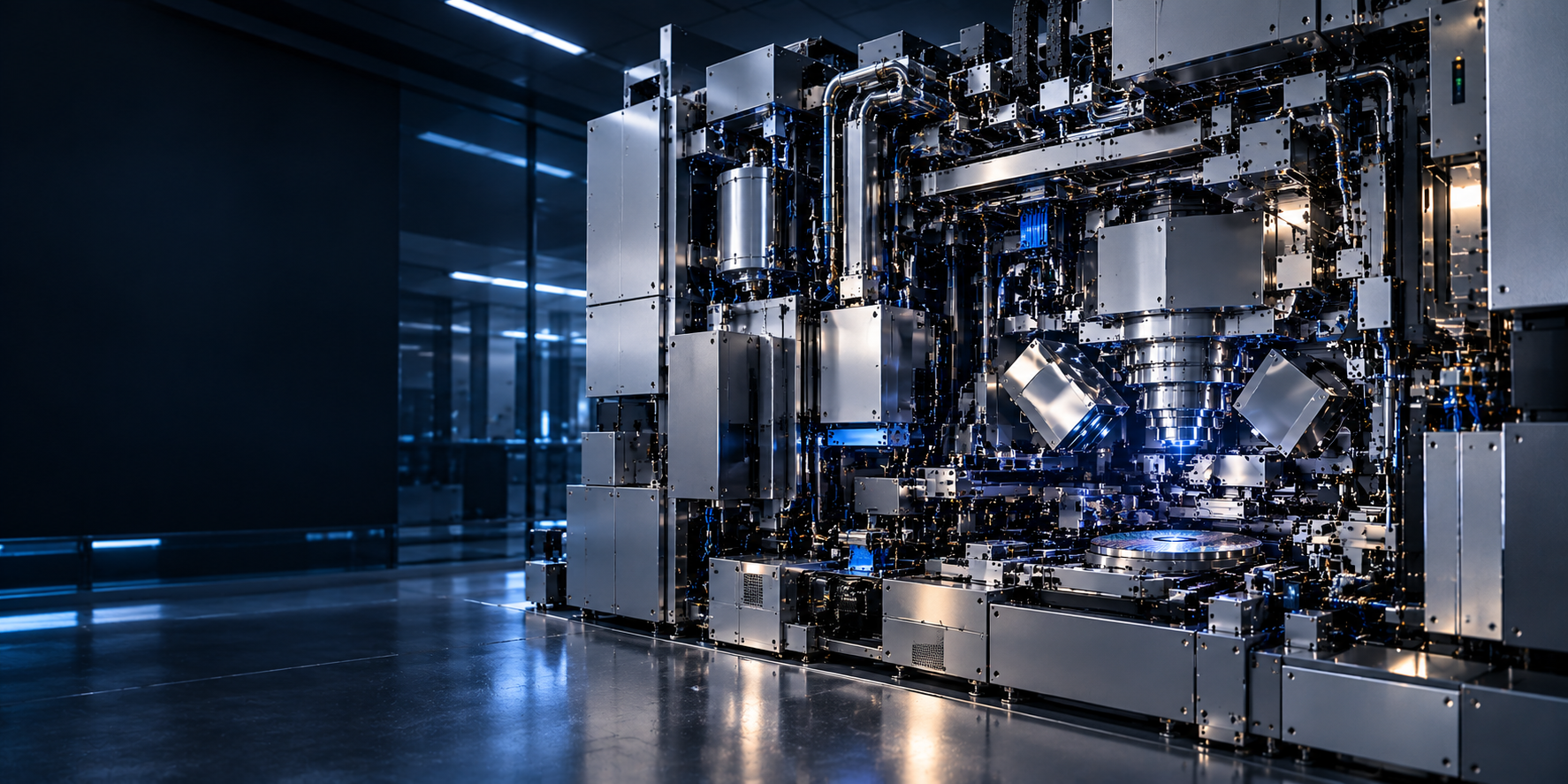 Système de lithographie EUV représenté dans un environnement de fabrication de semi-conducteurs