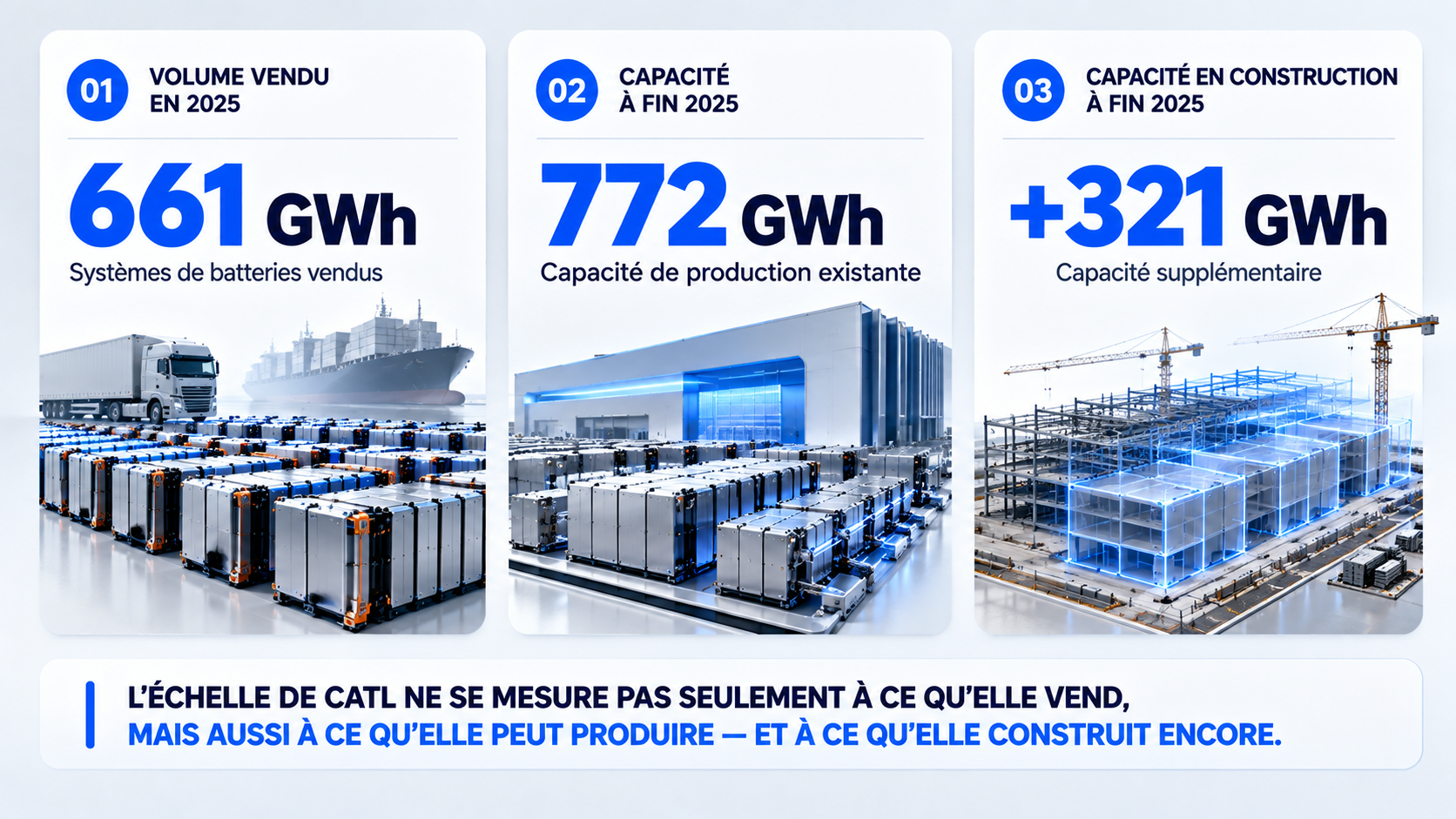 Échelle industrielle de CATL en 2025 : ventes, capacité et capacité en construction