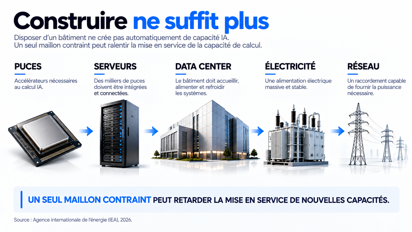 Chaîne d’infrastructure nécessaire au déploiement de capacités de calcul pour l’IA